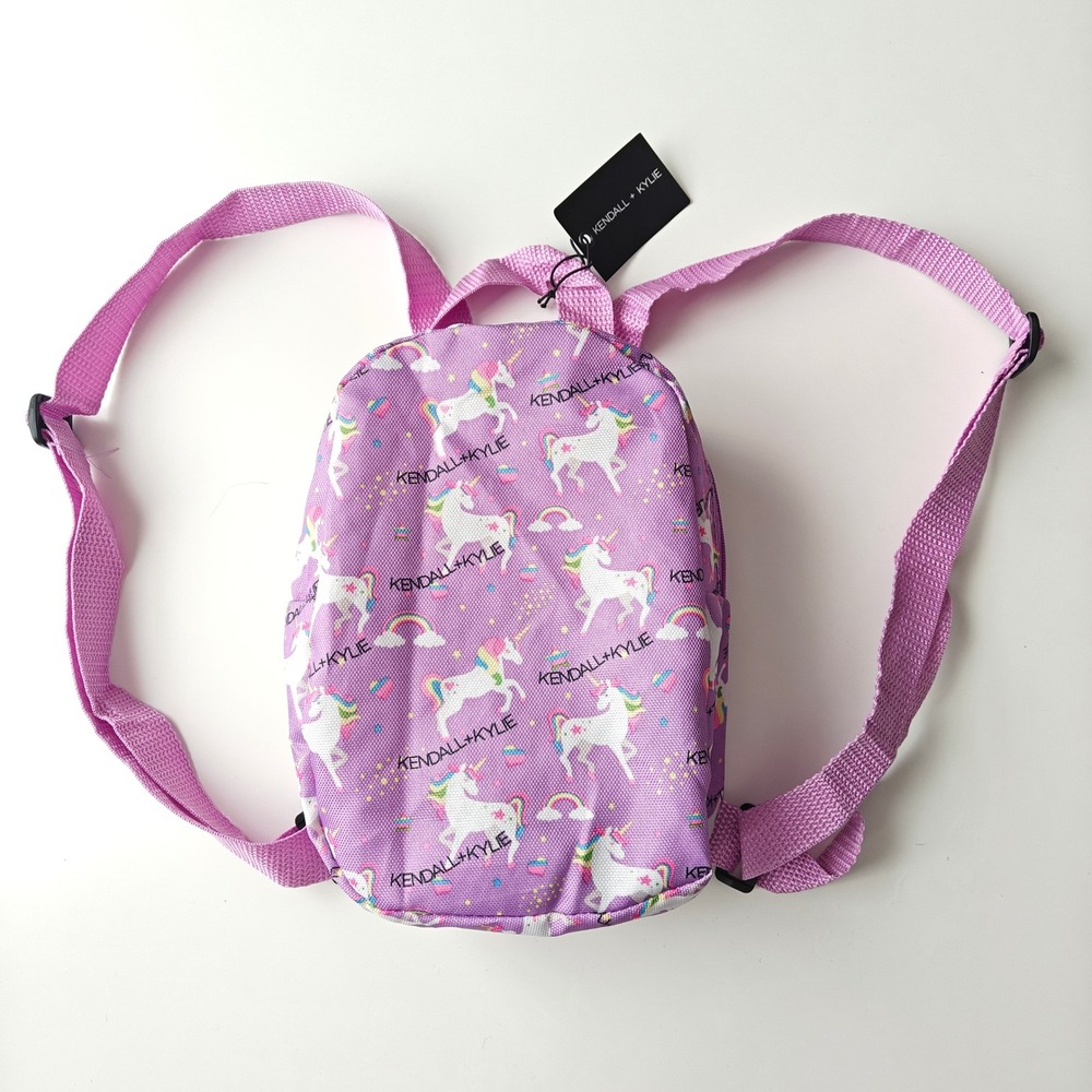Kendall + Kylie Kids Mini Backpack Purple Unicorn Rainbow Print Girls New Tags